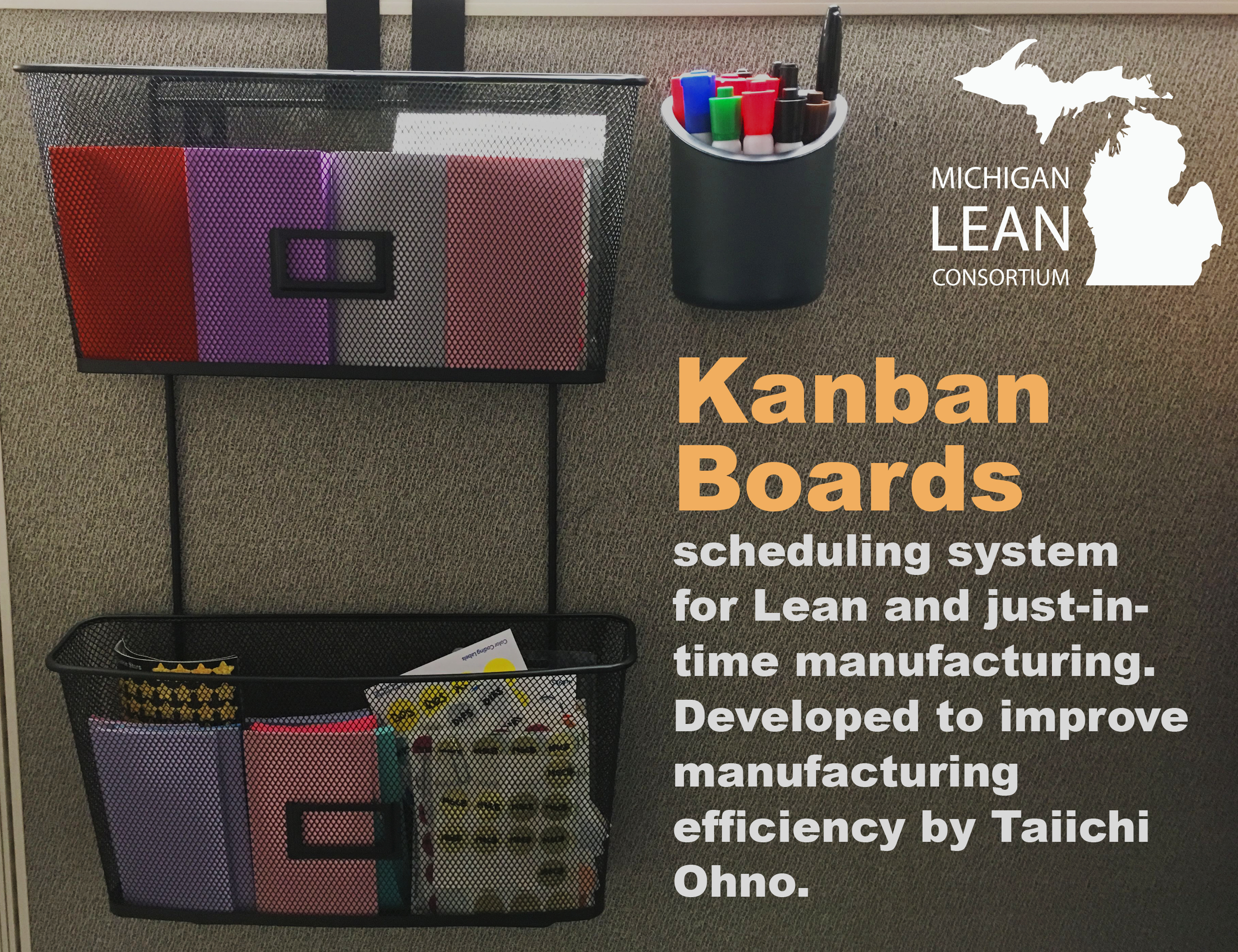 Informational social media post for Kanban Boards. Complete with MLC Logo and background image.